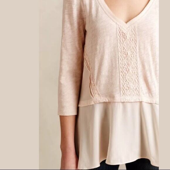 Meadow Rue Anthropologie Pink Chiffon Malia Peplum Top Size XS - Picture 1 of 6